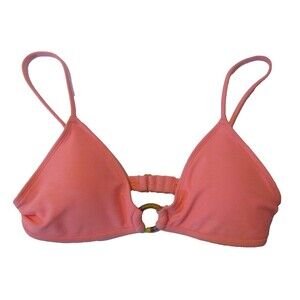Aerie Bikini Orange Triangle Top Rainbow O Ring Center Adjustable Straps NWT M
